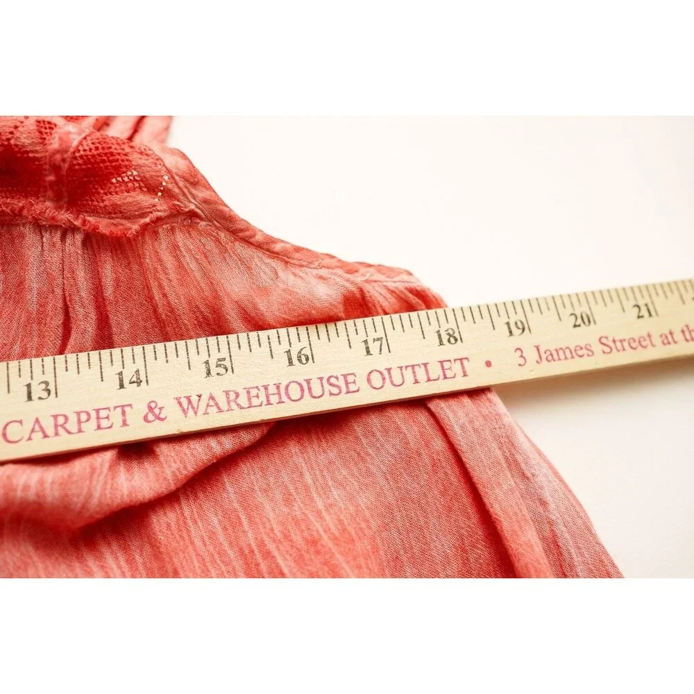 Free People Gauze Acid Wash Tie Dye Tunic Top Coral Boho‎ M